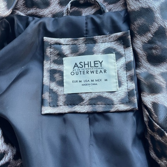 Pleather Jacket Animal Print Moto Leopard Medium - Picture 6 of 13